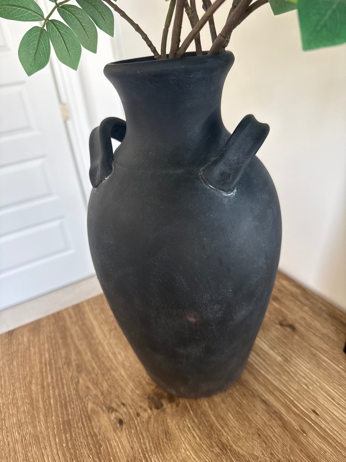 Tall Black Vase with Handles