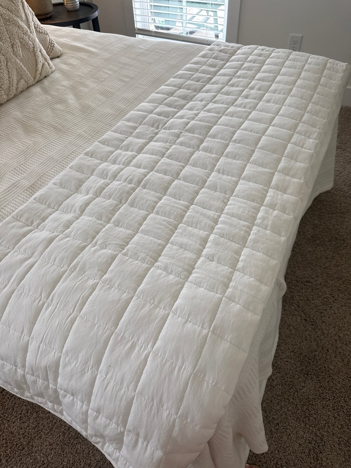 White waffle knit comforter queen