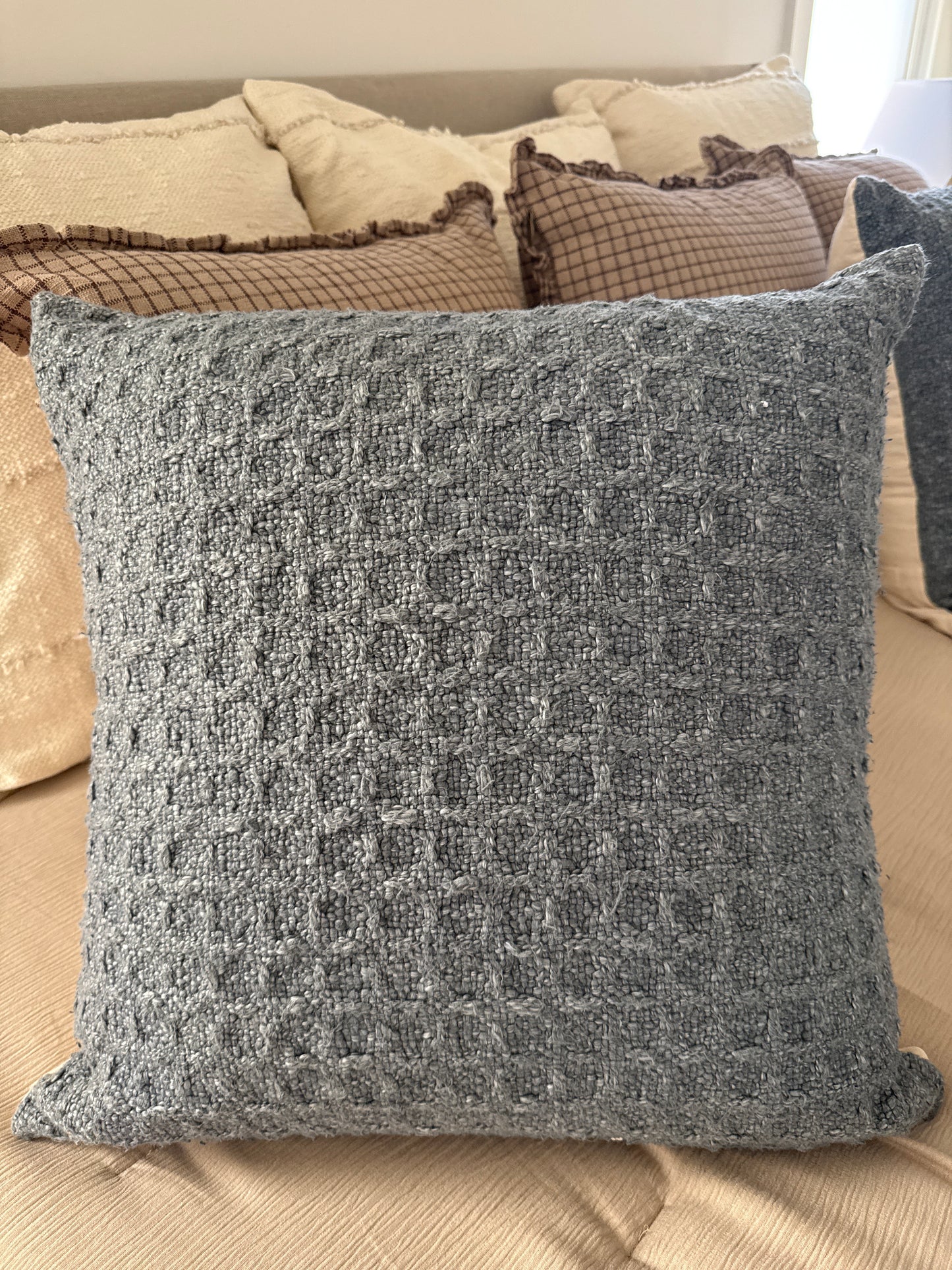 Deep Blue Waffled Accent Pillow