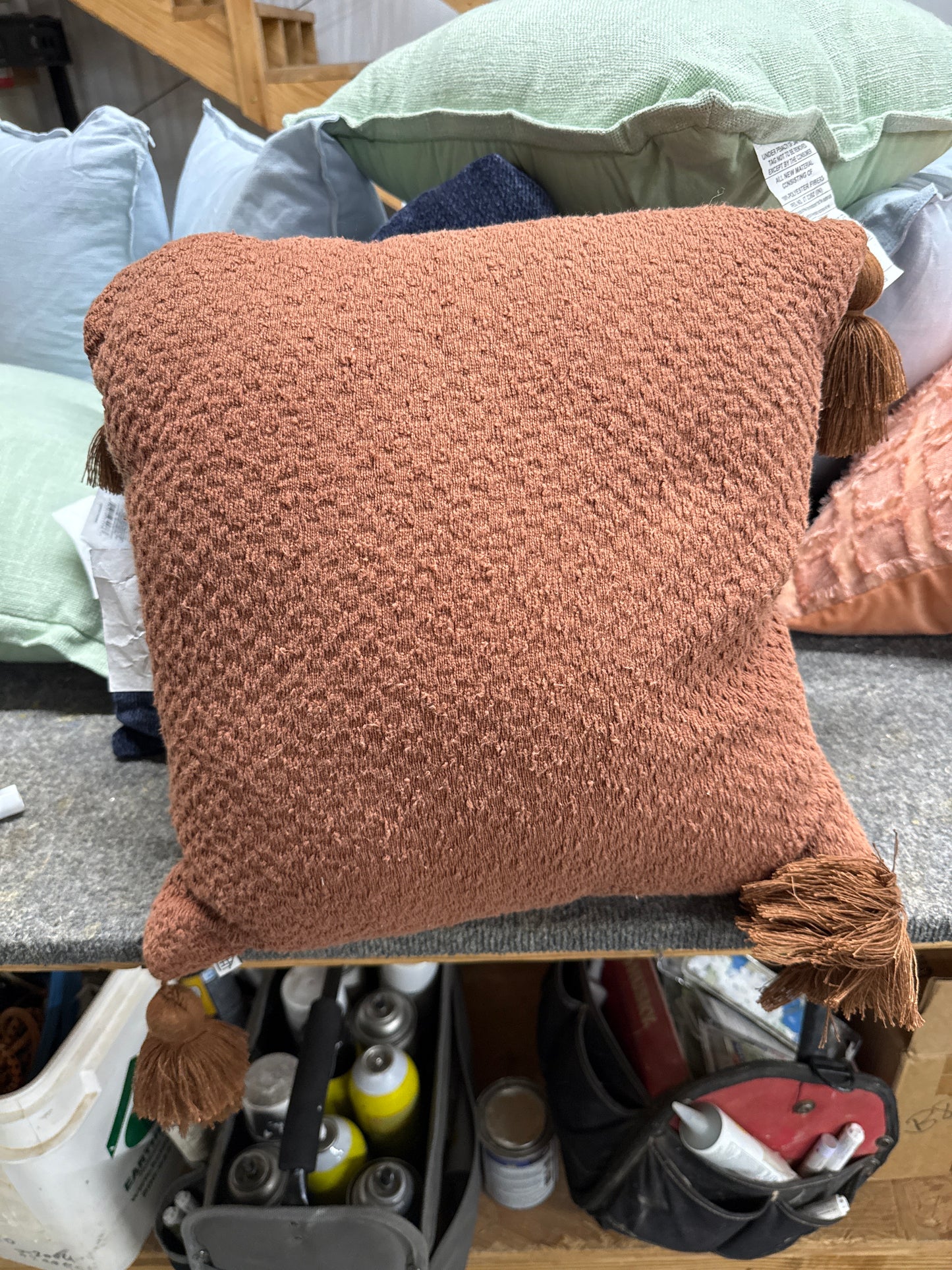 Terracotta Tassel Throw Pillow