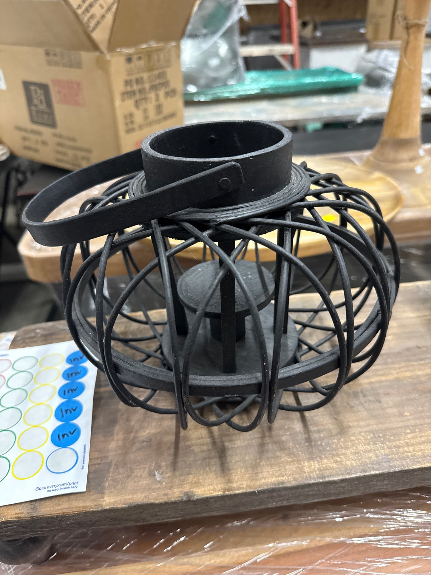 Black Wire Pumpkin Candle Lantern