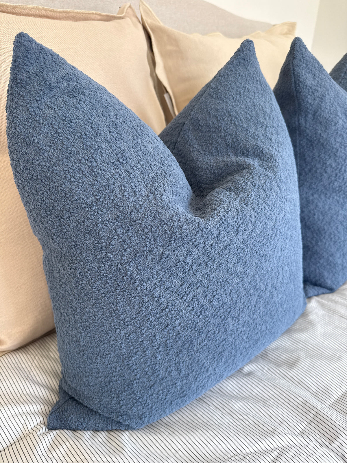 Deep Blue Textured Throw Pillow