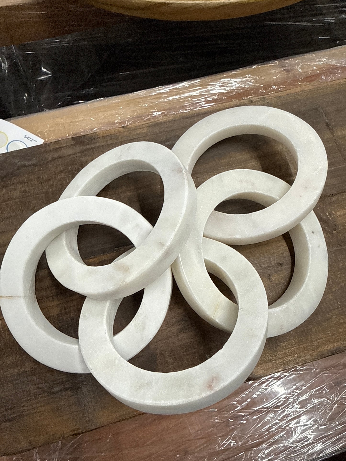 White Marble Ring Coasters (Set of 6)