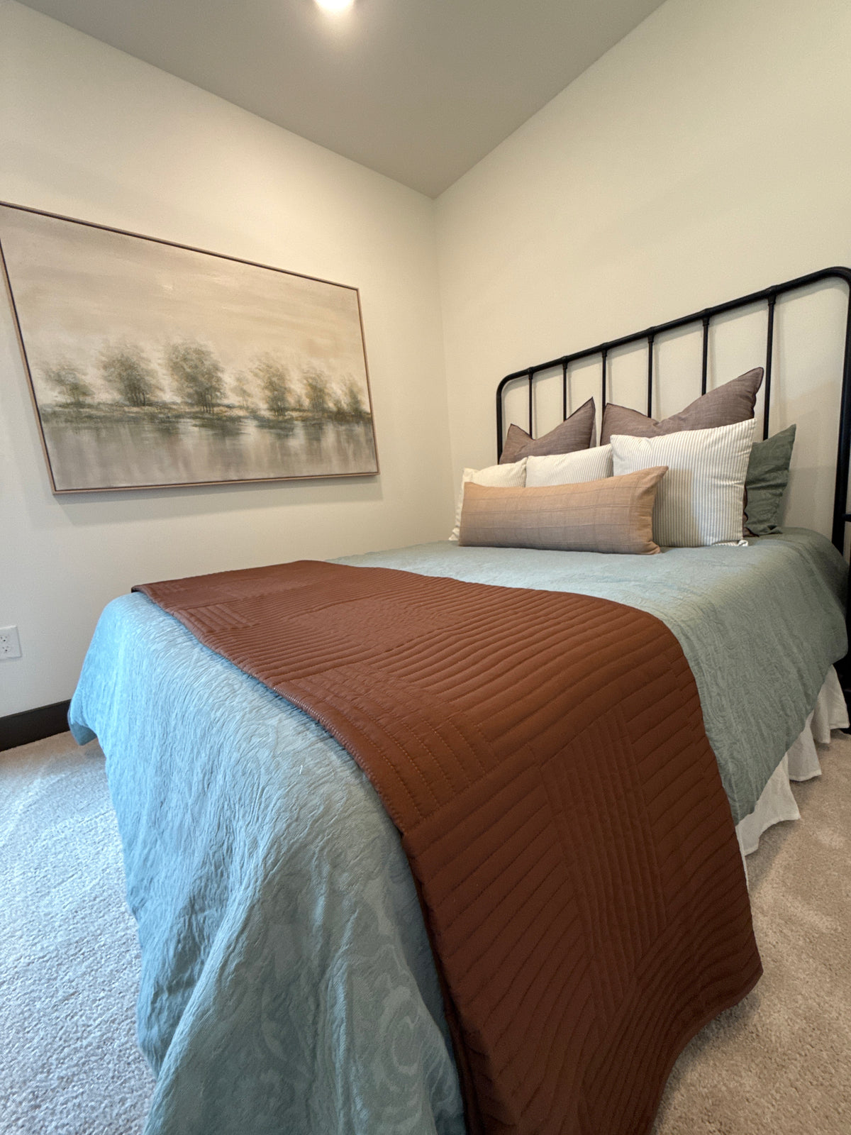 Sage Green Patterned Comforter - Queen
