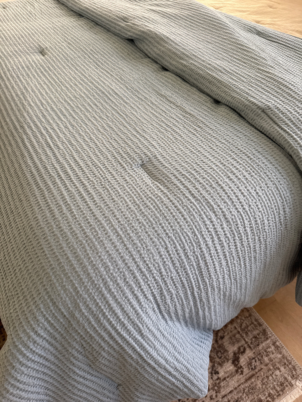 Waffle Knit Blue King Comforter
