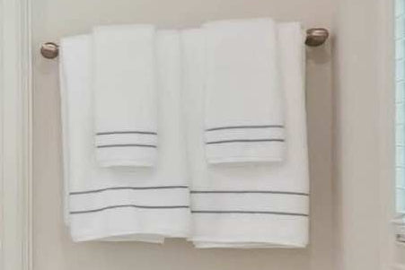 White With Blue Striping Hand Towel