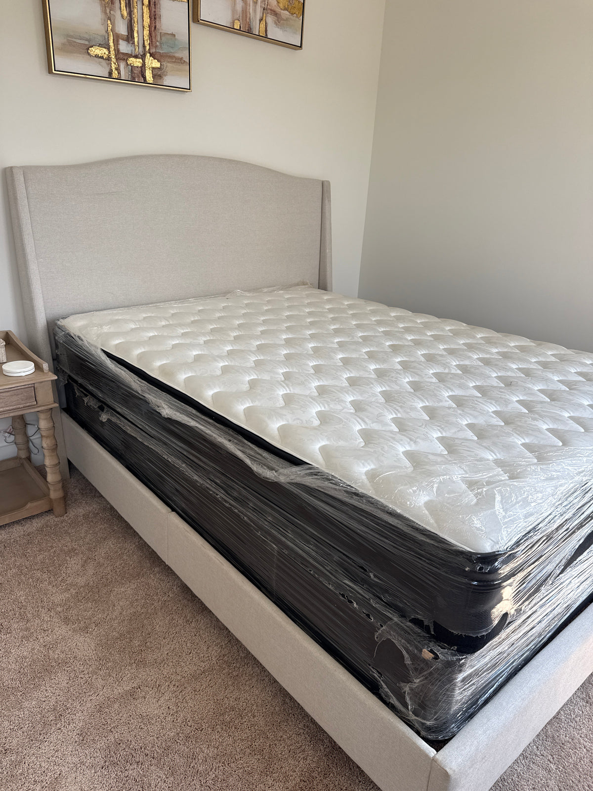 Heather Gray Upholstered Queen Bed
