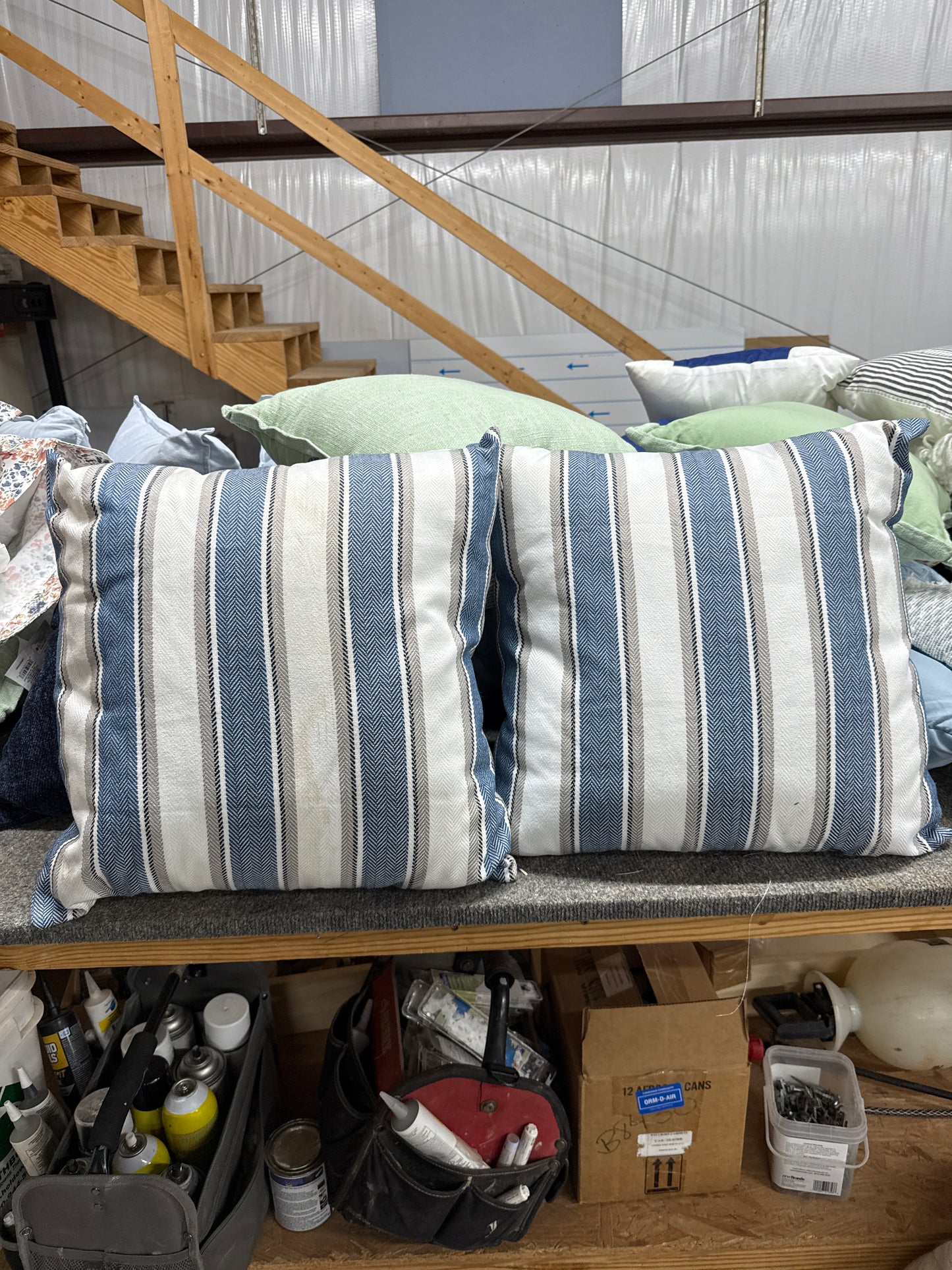 Blue & White Stripe Pillow Set (Set of 2)