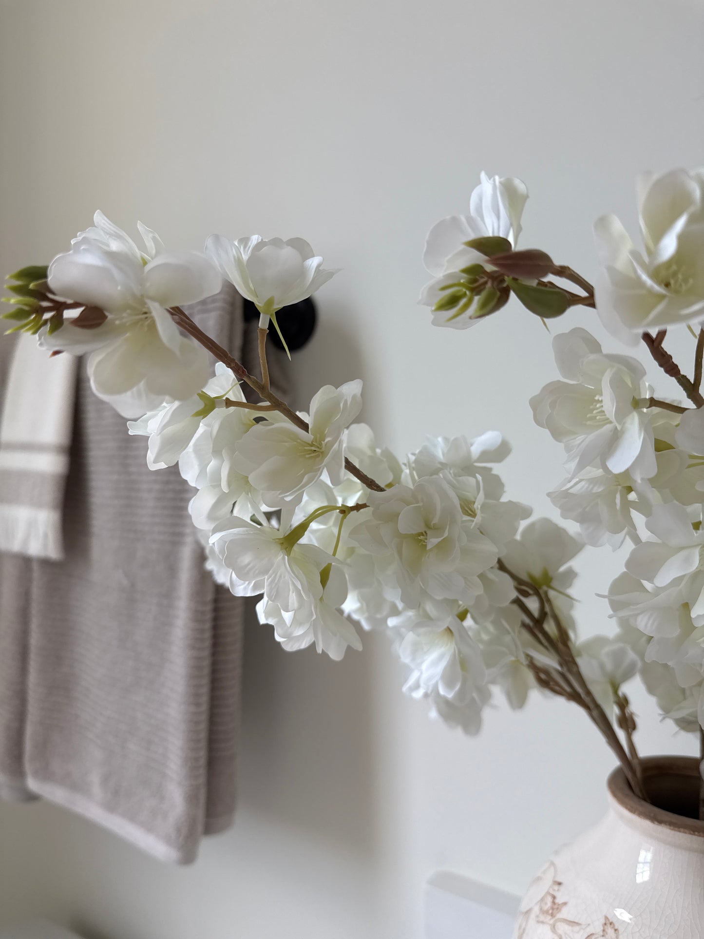 Real Touch White Floral Bloom Stem