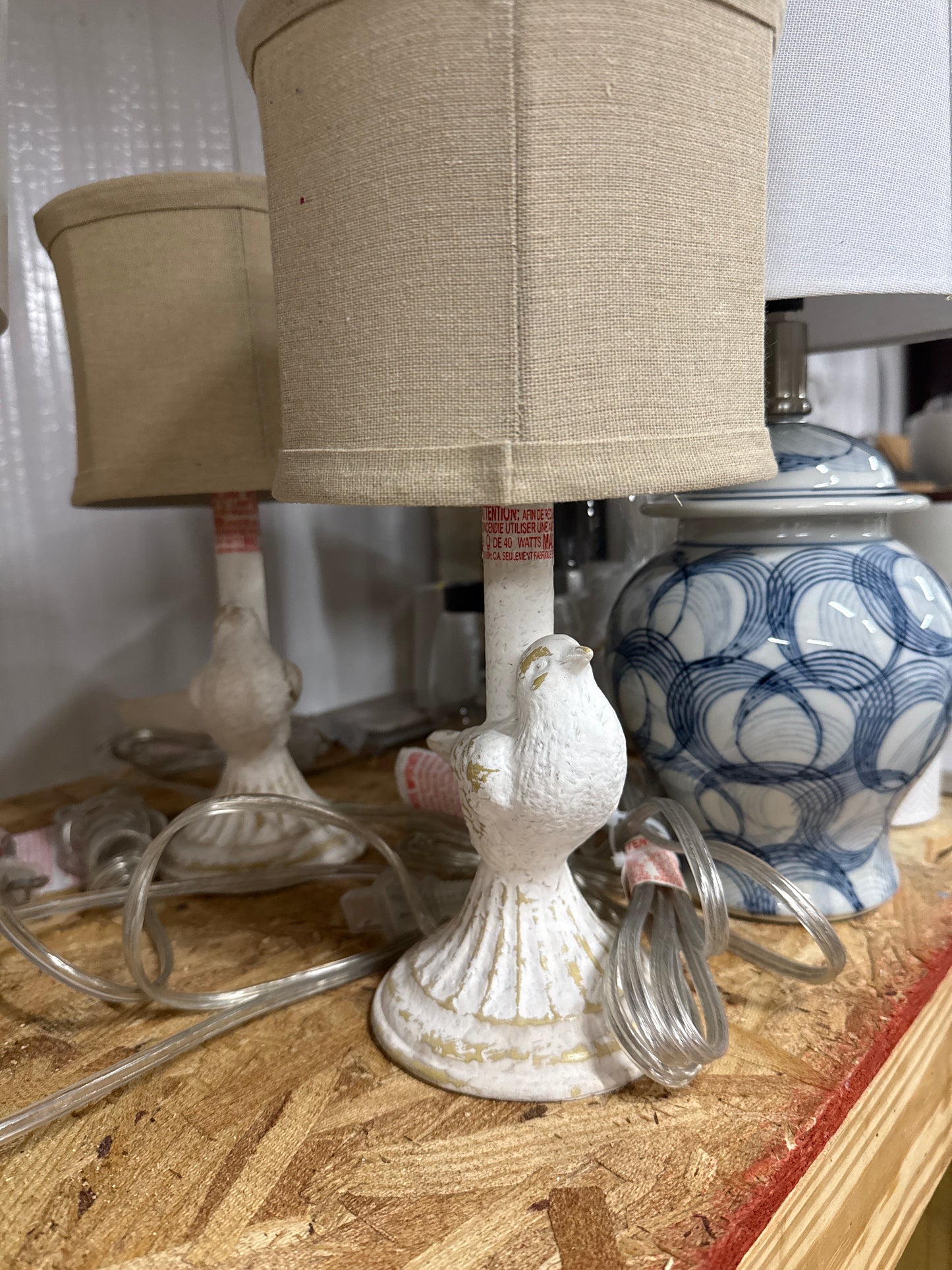 White Bird Figurine Table Lamp Set of 2