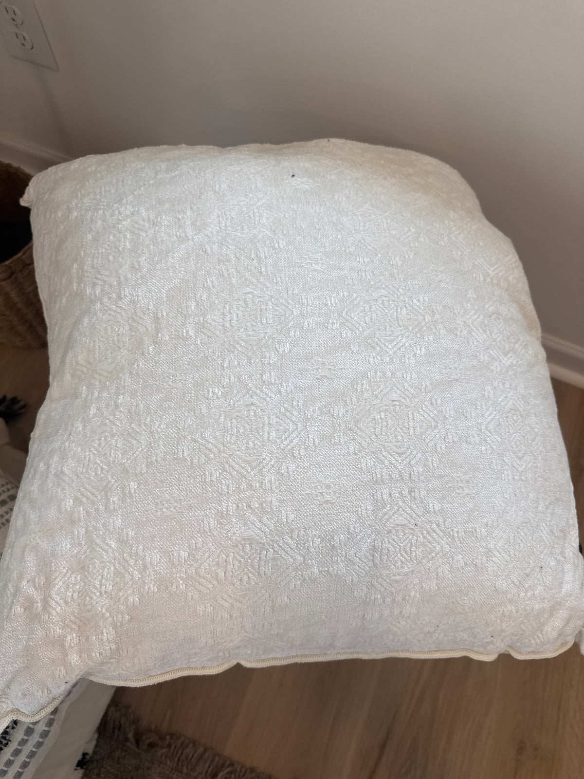Ivory Velvet Patterned Euro Pillow