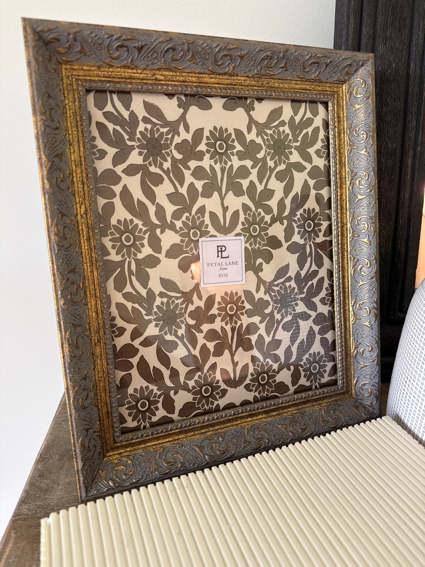 Gray and gold antique frame
