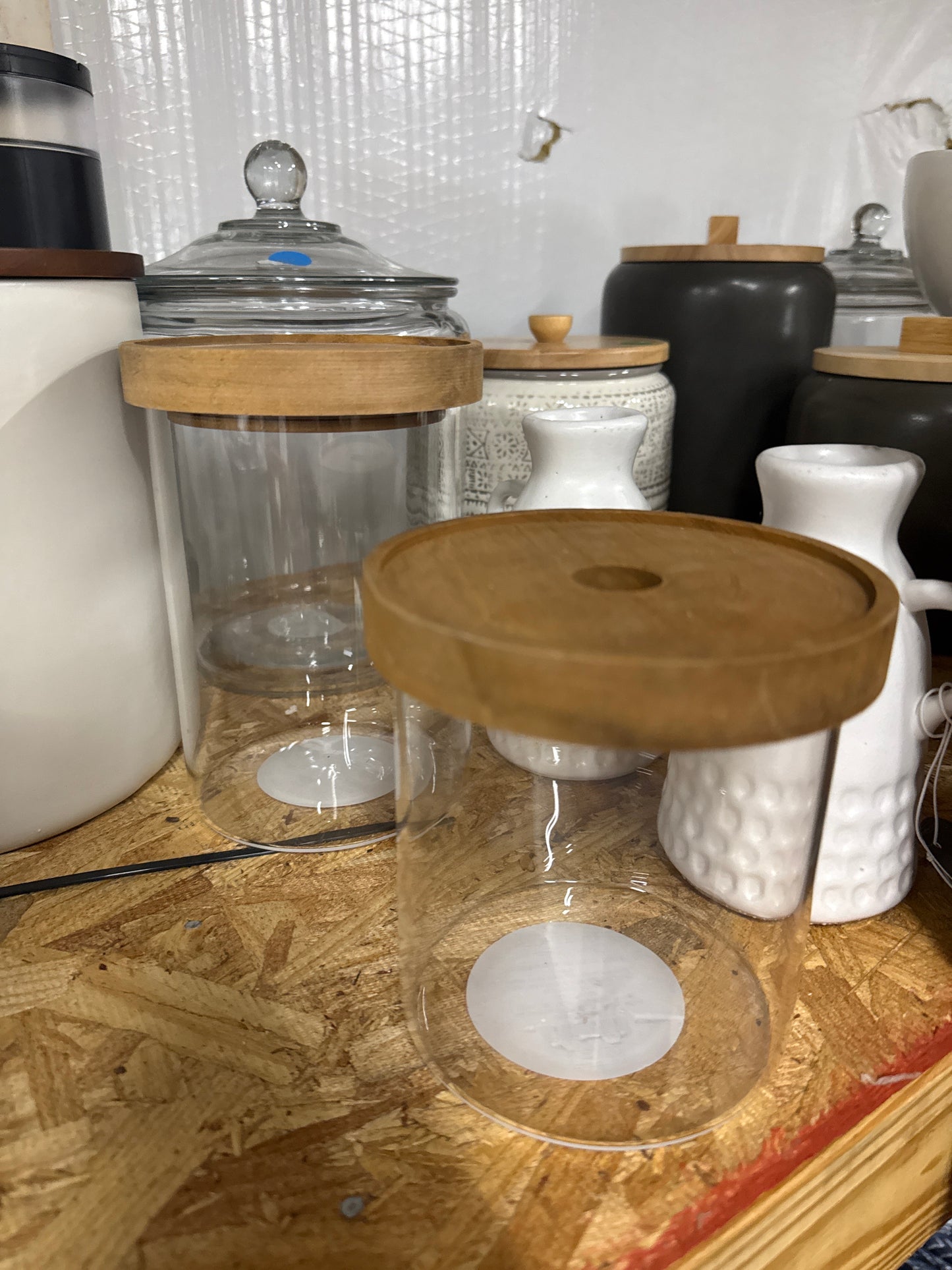 Glass Canister Set with Wood Lids - Set of 2