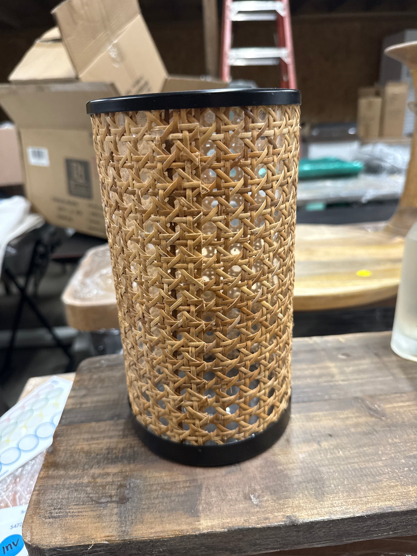Rattan Cane Cylinder Lamp