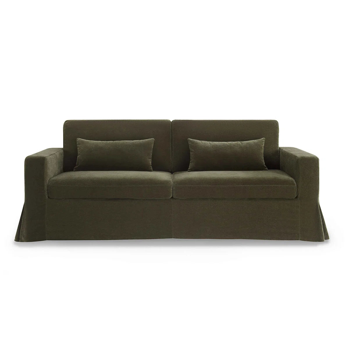 Olive Rayon/Viscose 3-Seater Slipcovered Sofa