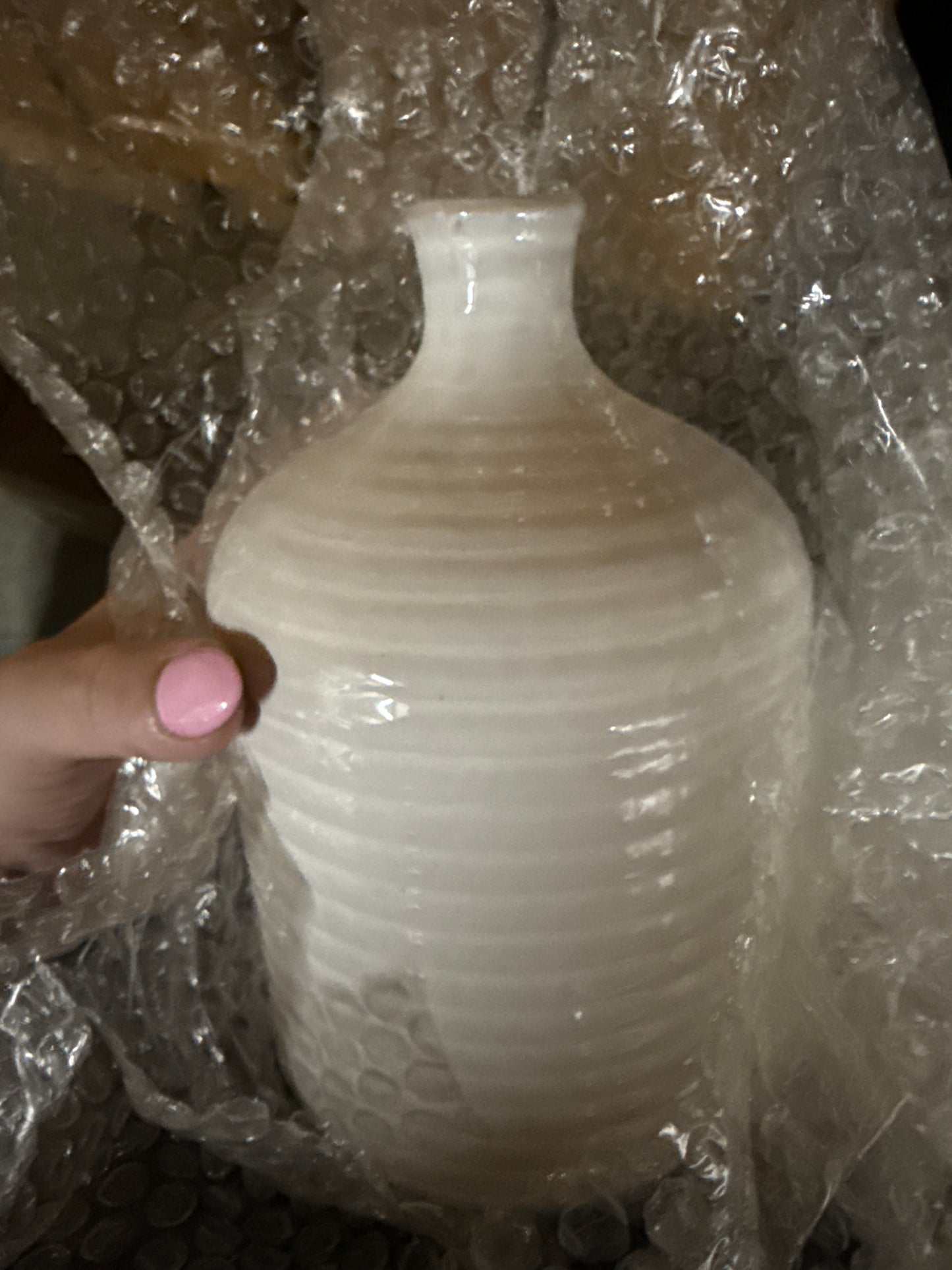 Small Ribbed Ceramic Vase
