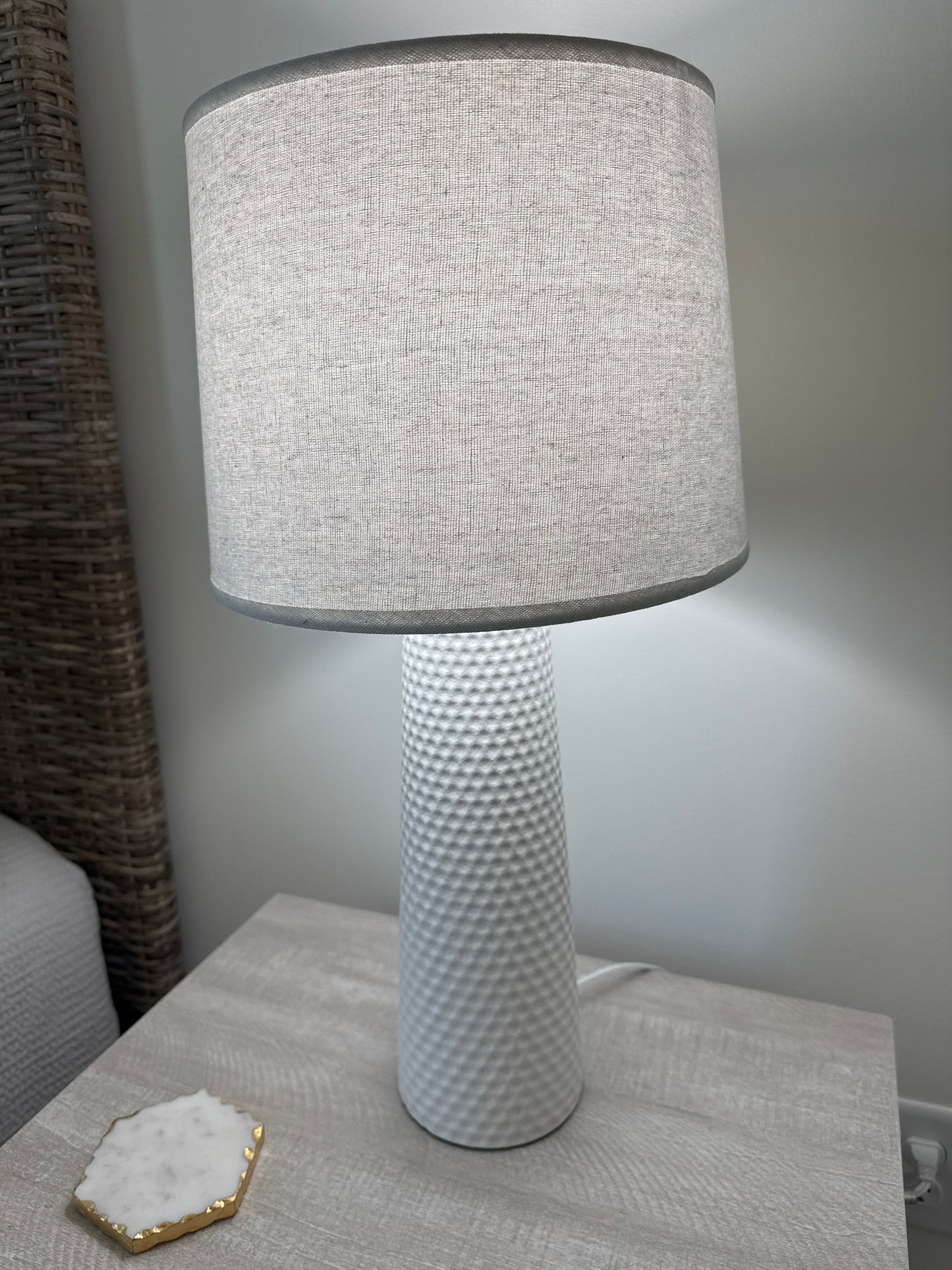 Tall White Dimpled Lamp