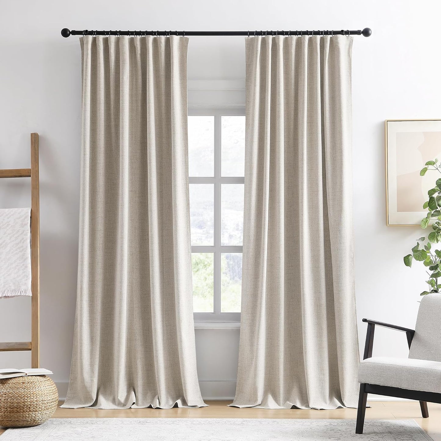 Beige Extra Long Blackout Curtains 144 Inches