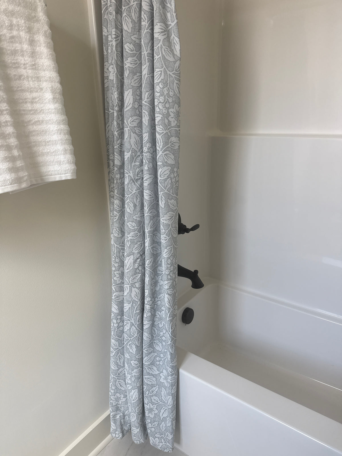 Grayish Blue Floral Shower Curtain
