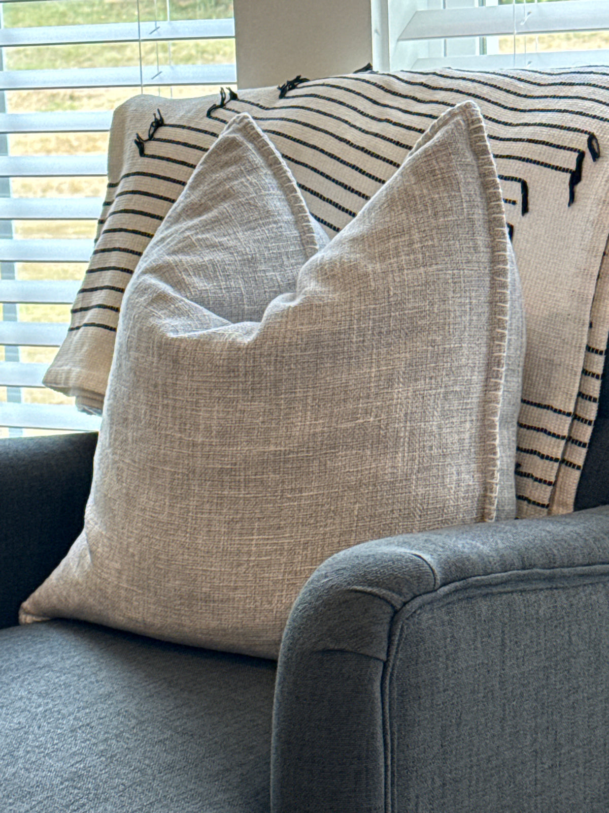 18" Heather Gray Feather Pillow