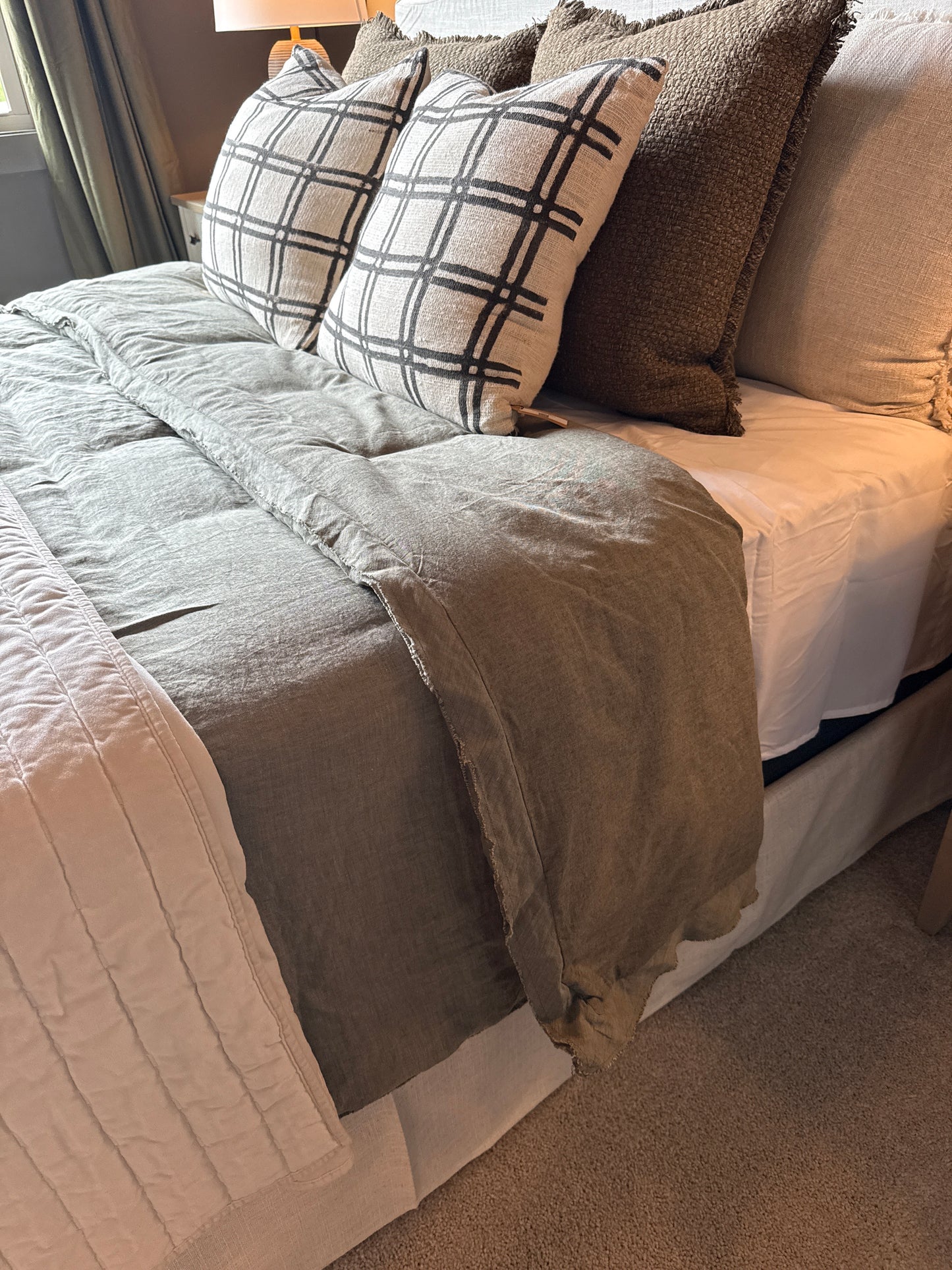 Green Belgian Flax Linen Duvet Cover