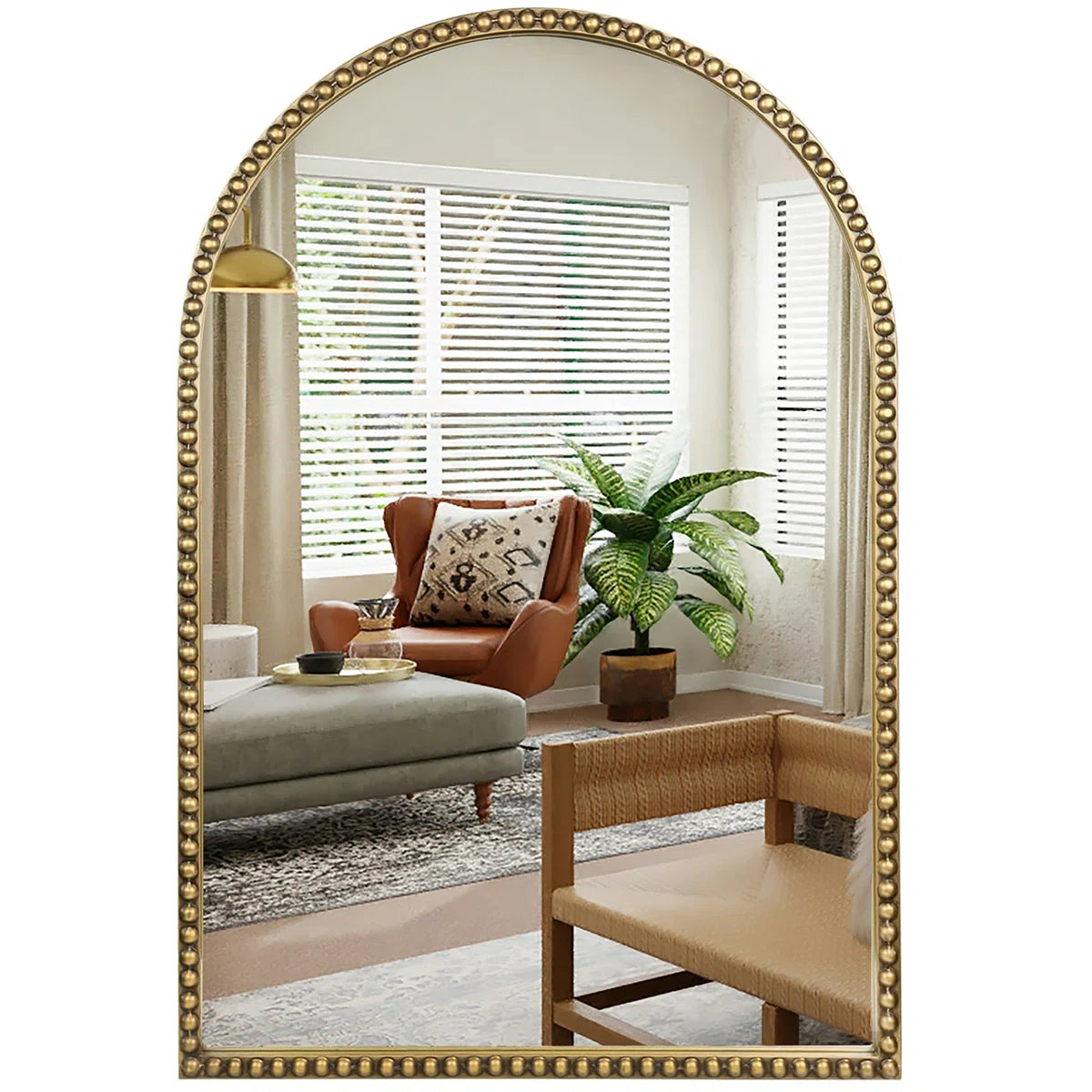 Antique Gold Mirror with Beaded Frame 36" x 24"