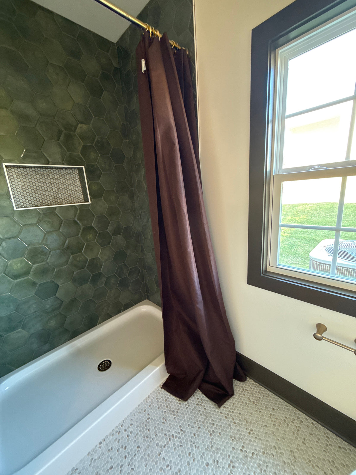 Extra Long Dark Brown Shower Curtain