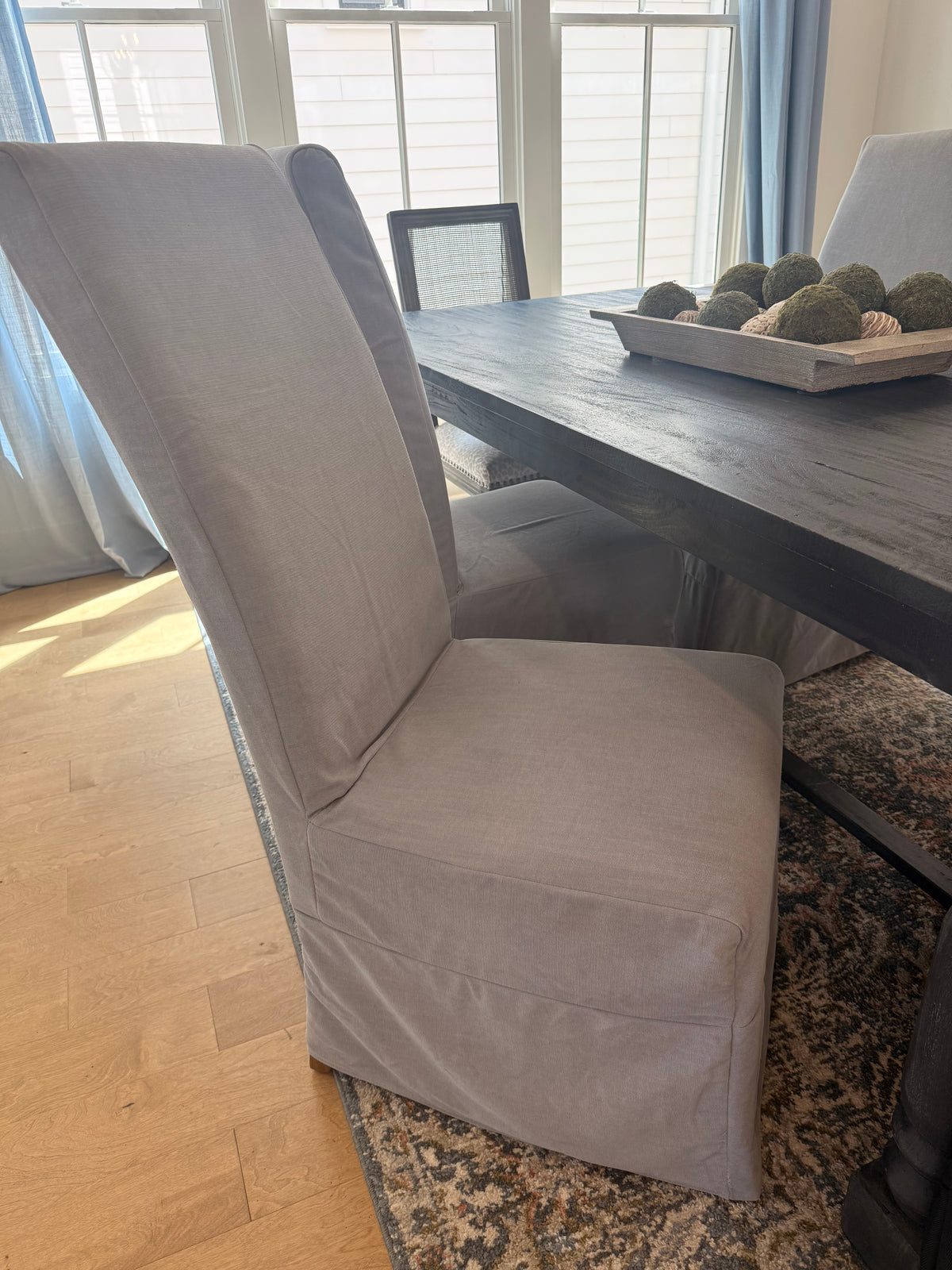Classic Parsons Upholstered Chair w/ Gray Slip Cover