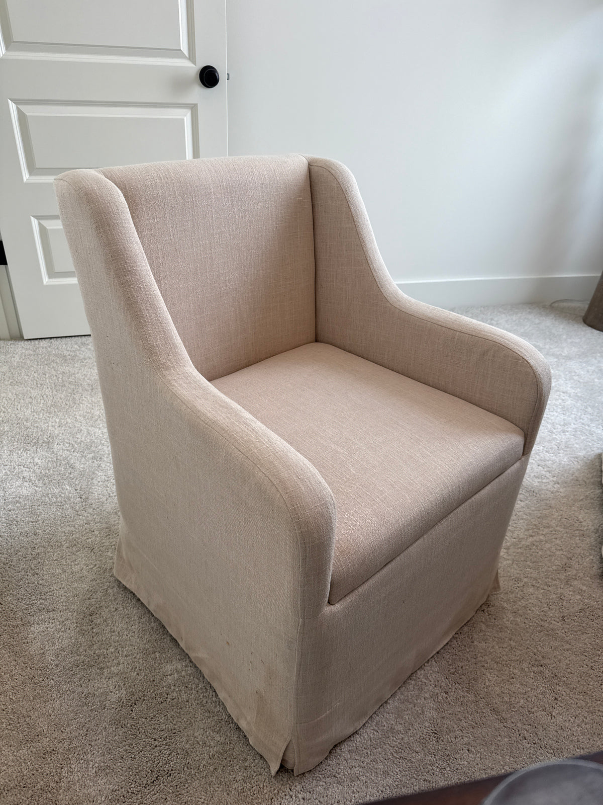 Ivory Linen Upholstered Dining Chair