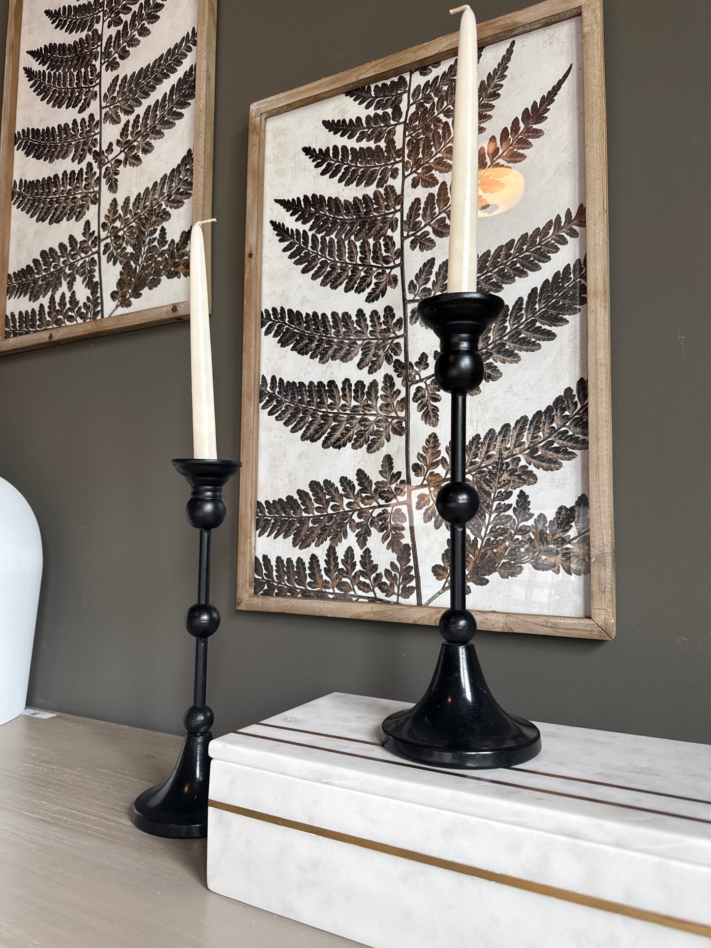 Set of 2 Black Candlesticks w/ Bubble Detail