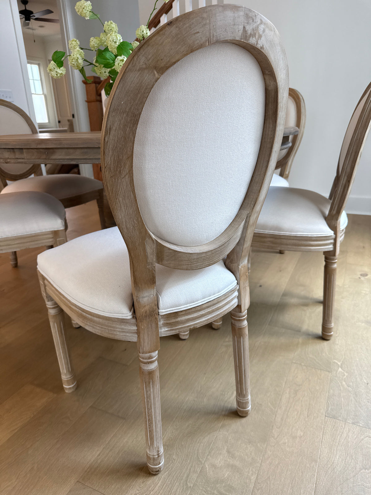 Light Wood King Louis Upholstered Dining Chair