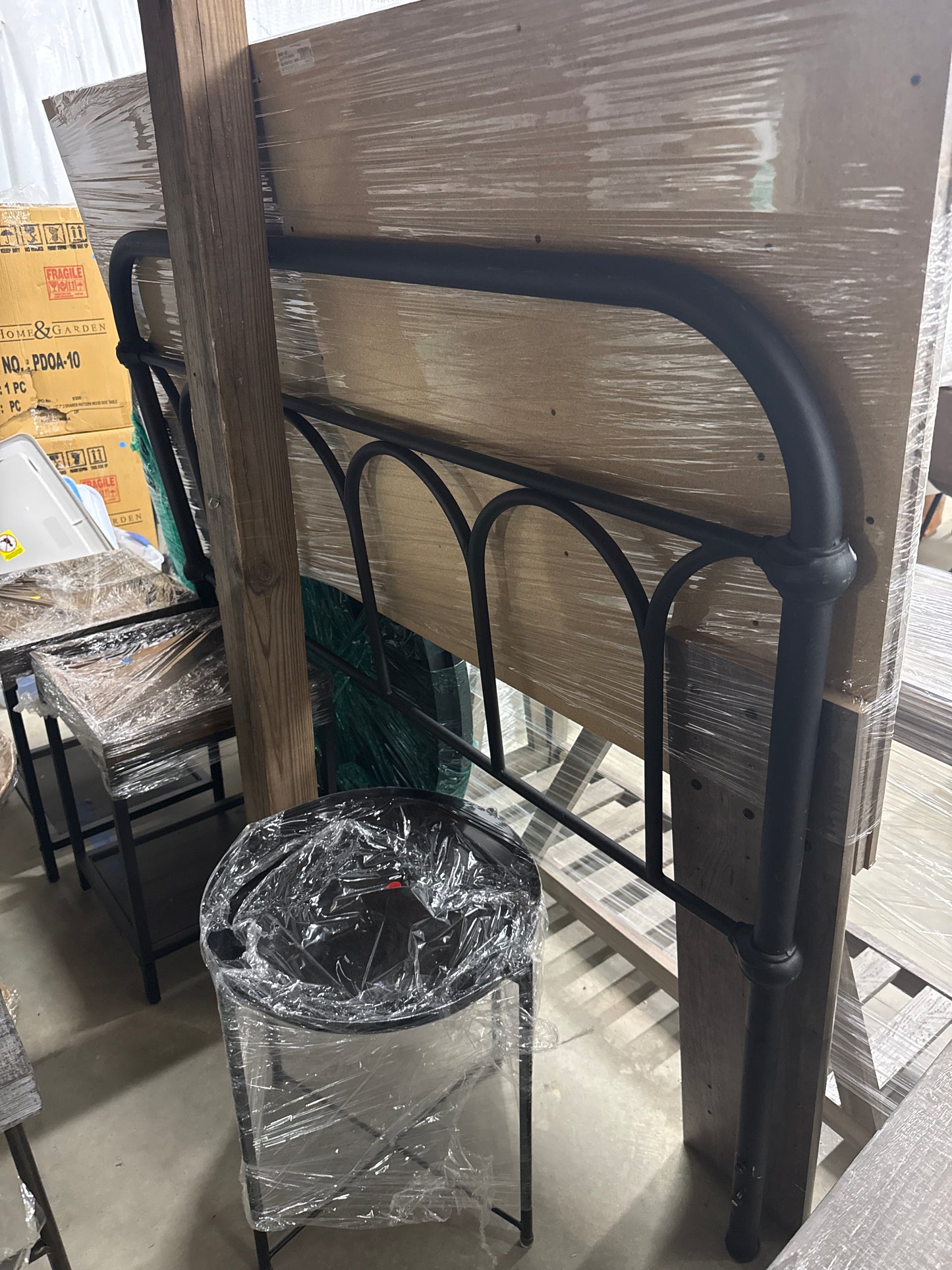 Full Headboard - Black Metal and Wood