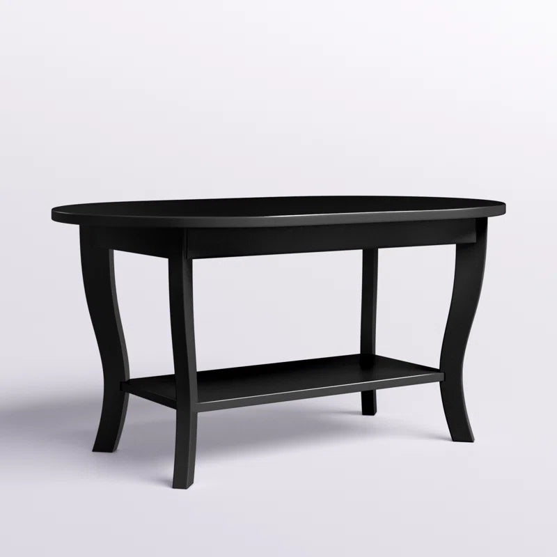 Black Oval Wood Coffee Table