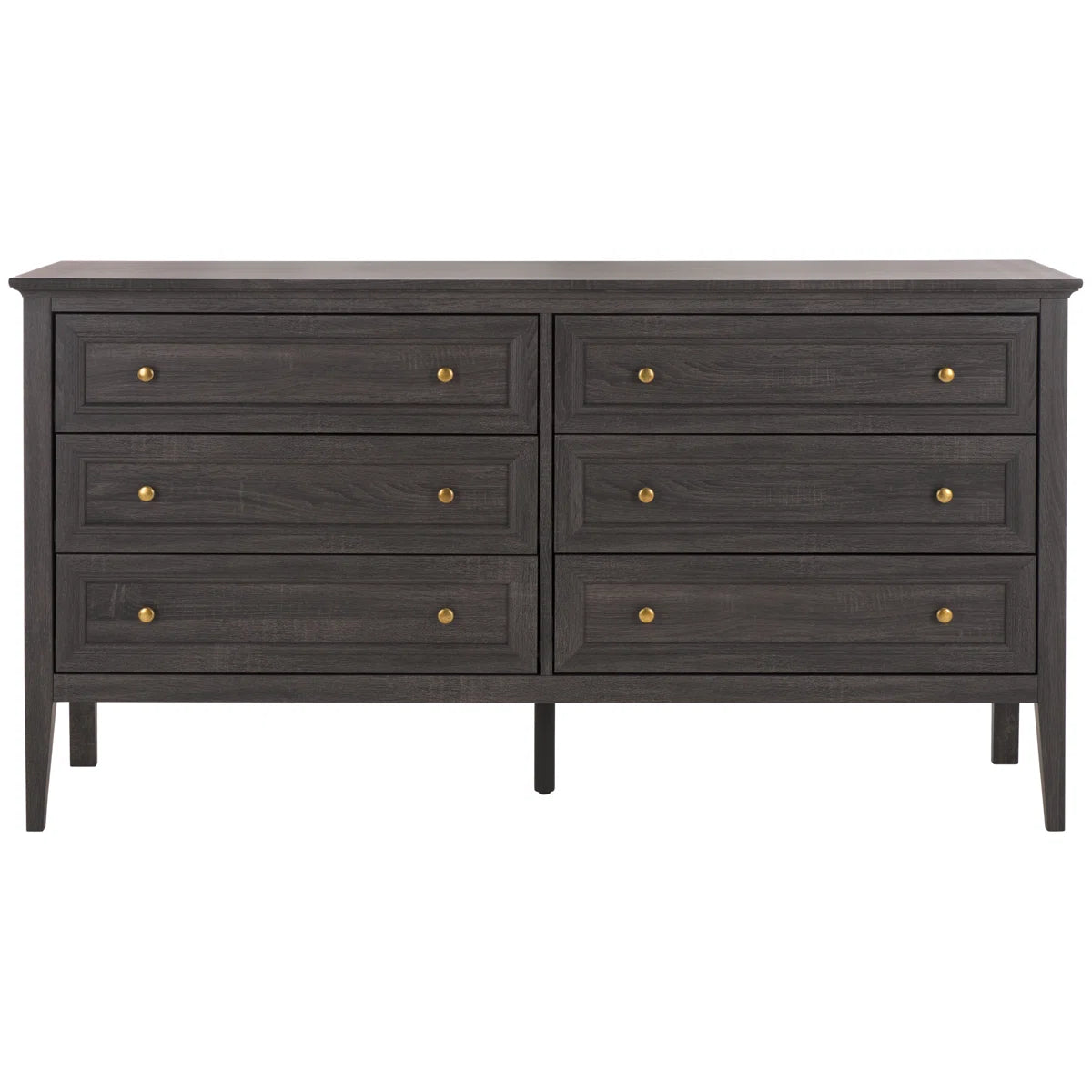 Distressed Black w/ Gold Knobs 63.1'' W 6 - Drawer Dresser