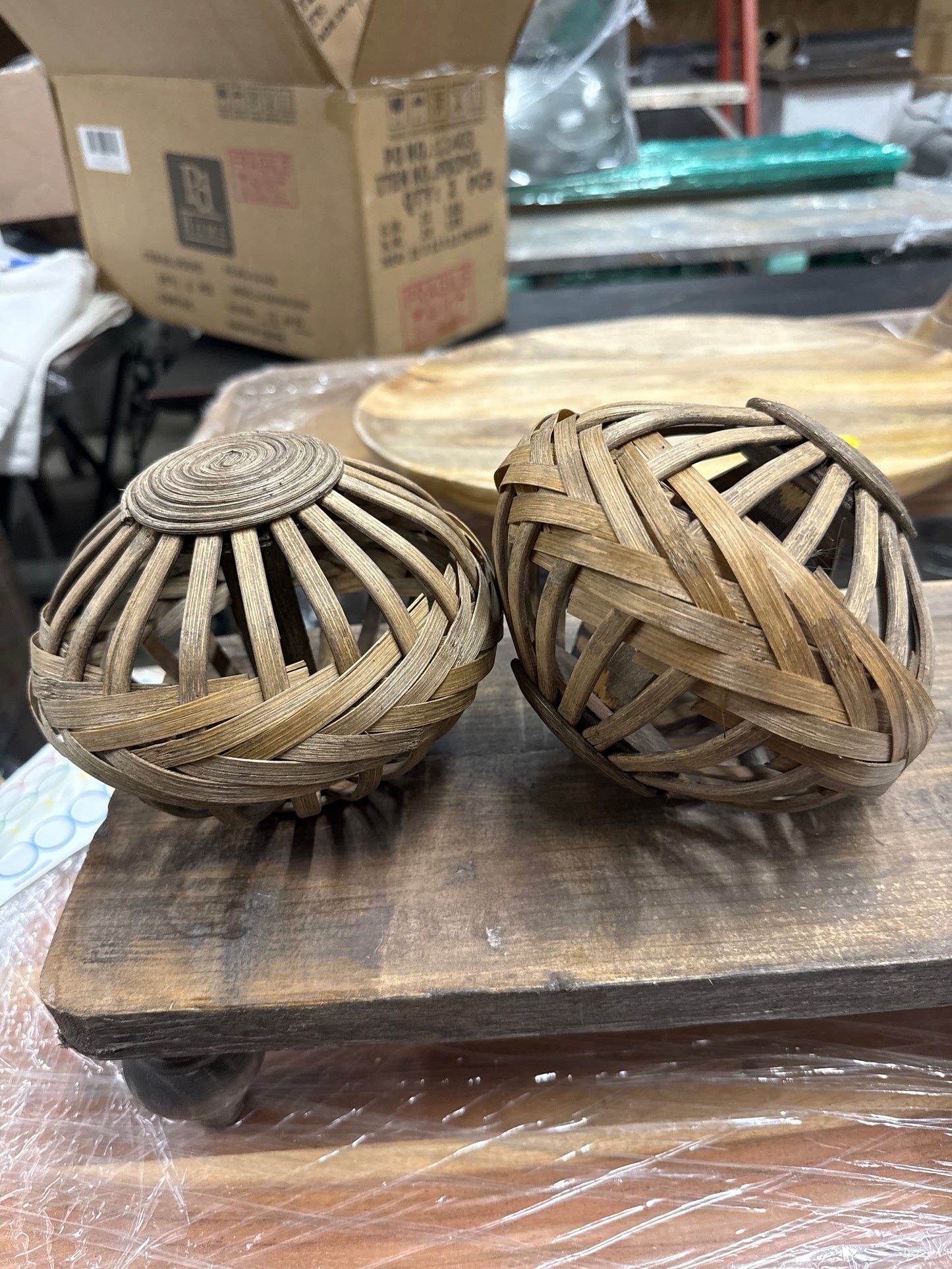 Woven Rattan Decorative Balls (Set of 2)