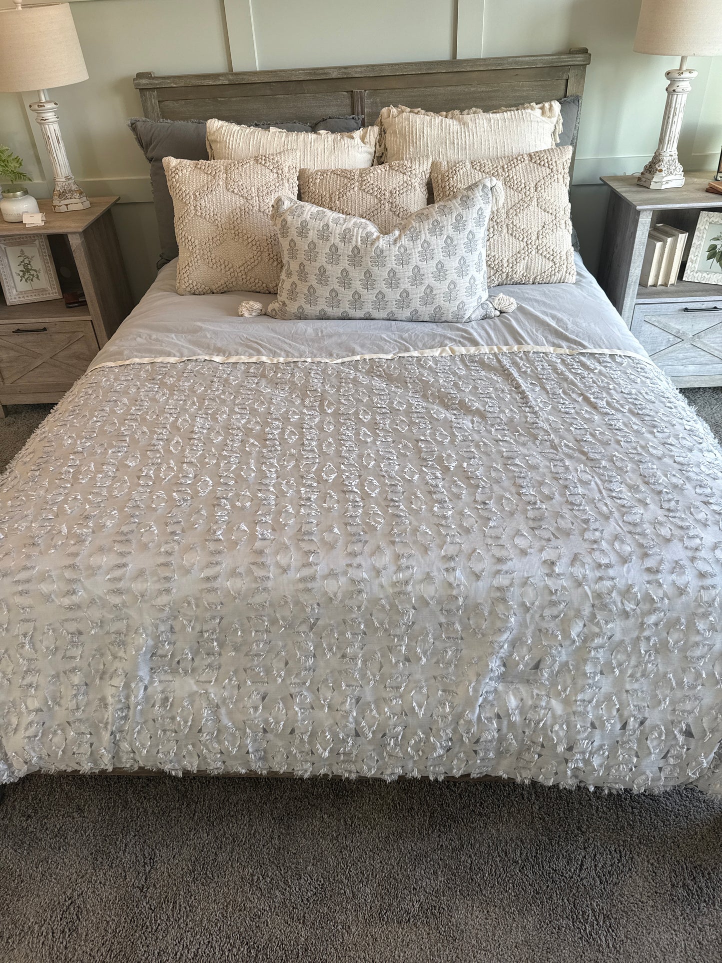 Half Textured Queen Quilt in Gray