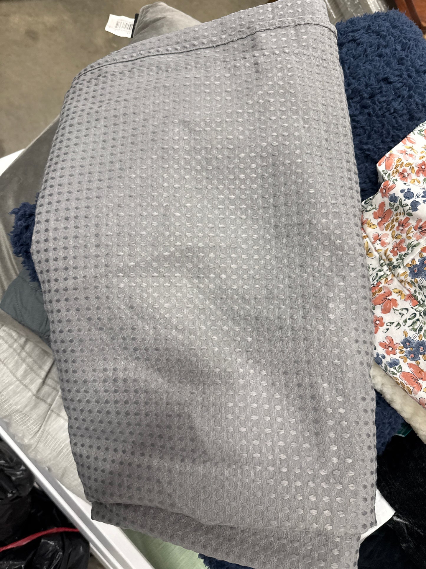 Gray Waffle Weave Shower Curtain