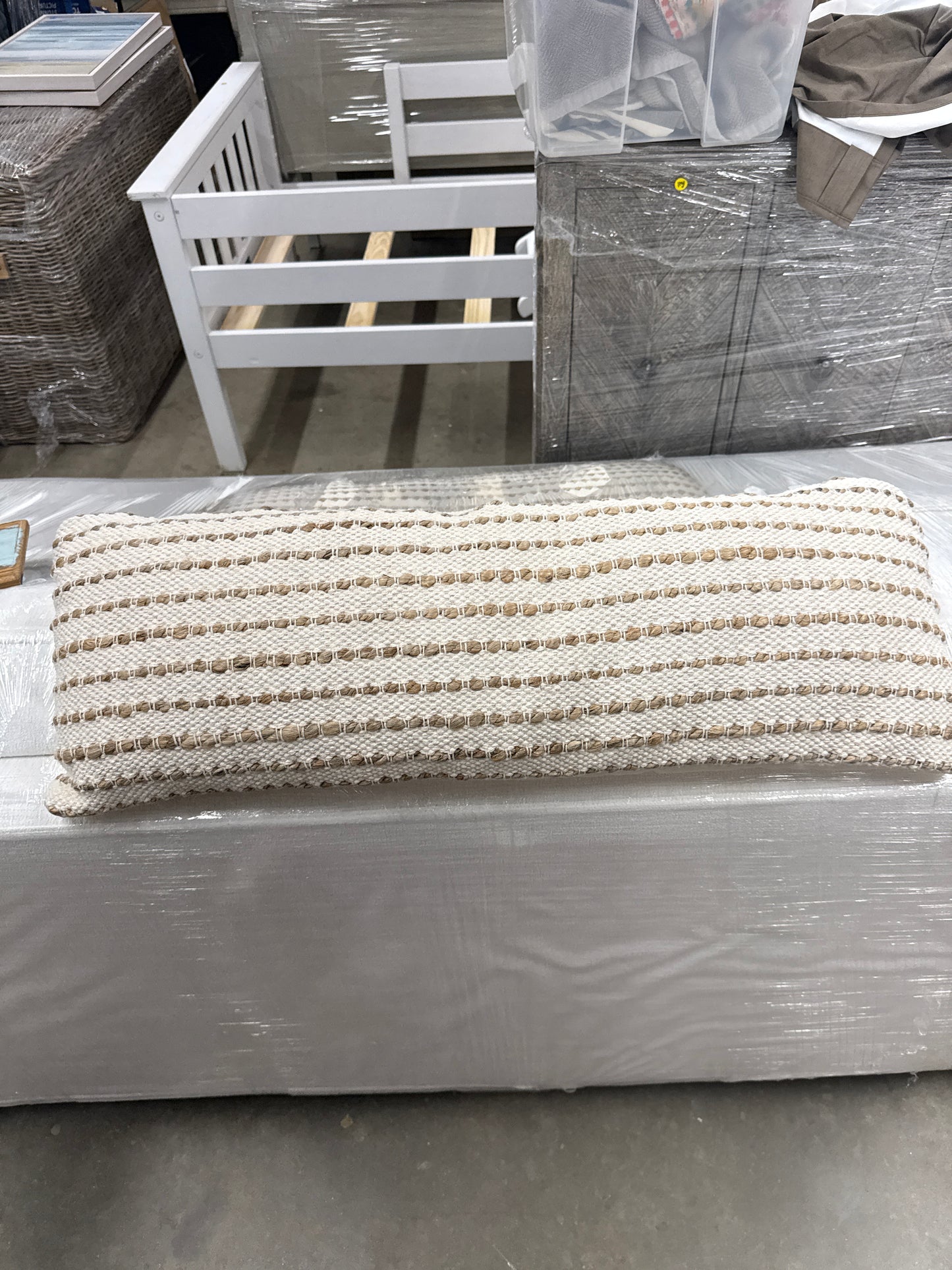 Cream & Natural Woven Lumbar Pillow