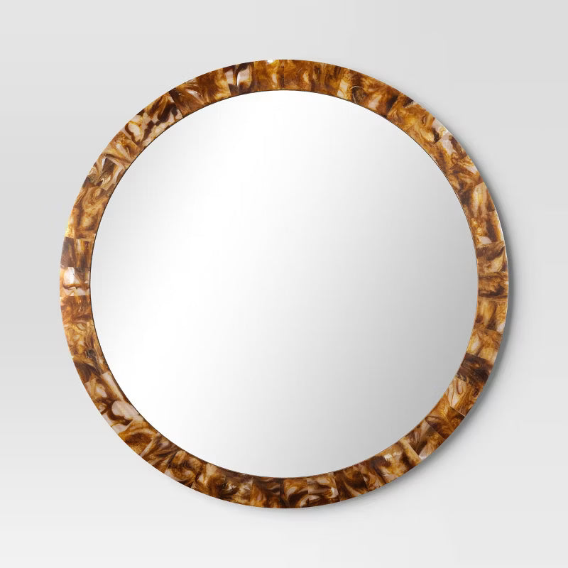 30" Round Pieced Faux Horn Wall Mirror