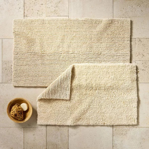 21"x34" Organic Melange Reversible Bath Rug Natural