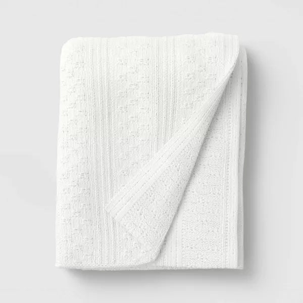 50"x60" Dimensional Knit Throw Off White