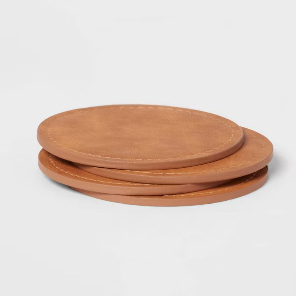 Round Faux Leather Coasters
