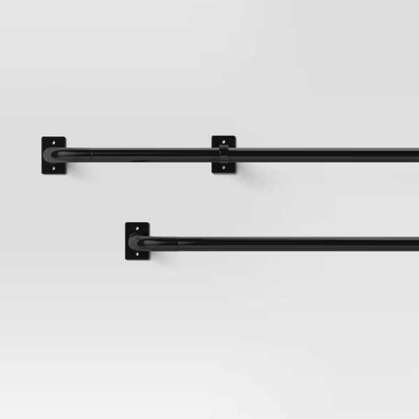 66"-120" Wraparound Blackout Curtain Rod Matte Black