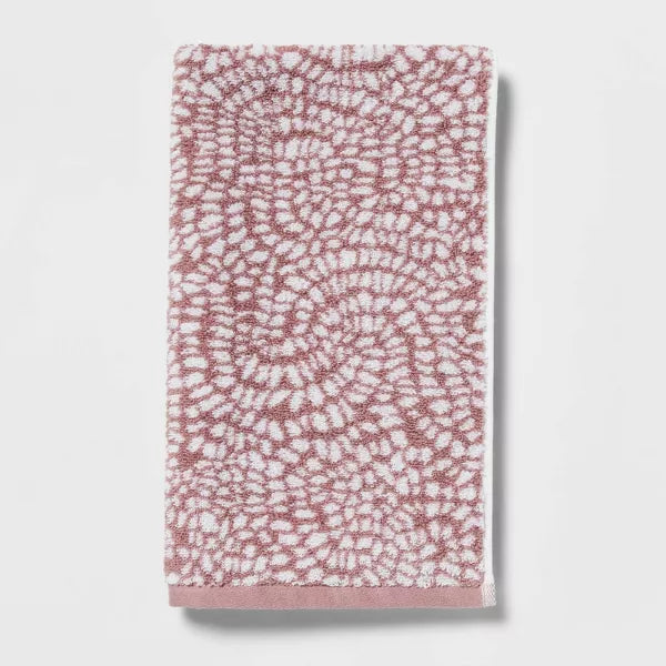 Cotton Jacquard Hand Towel Mauve Geo