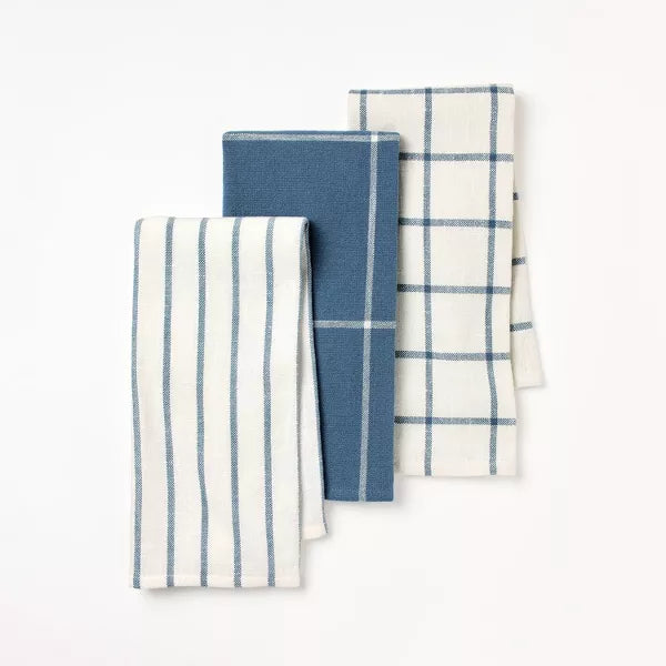 Blue Cotton Check Dish Towel