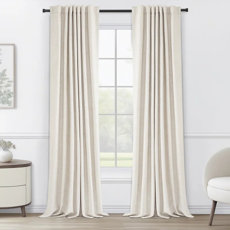 Insulated Faux Linen Blackout Curtain Set