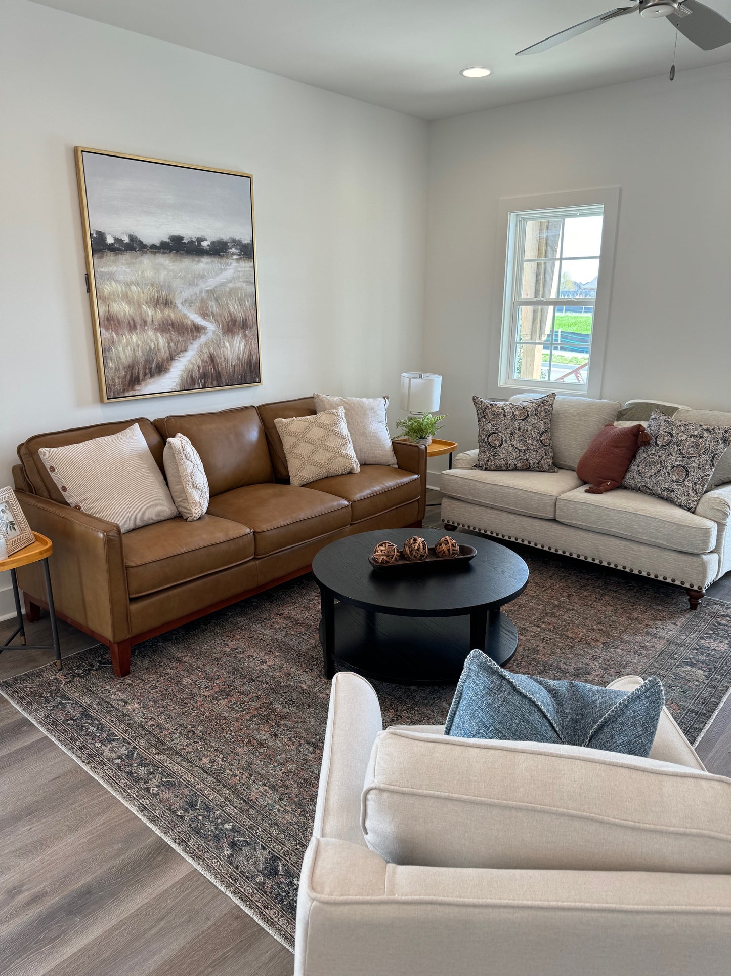 Light Stone Linen Hobnail Loveseat