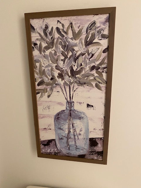 Wood Framed Eucalyptus Arrangement Wall Art