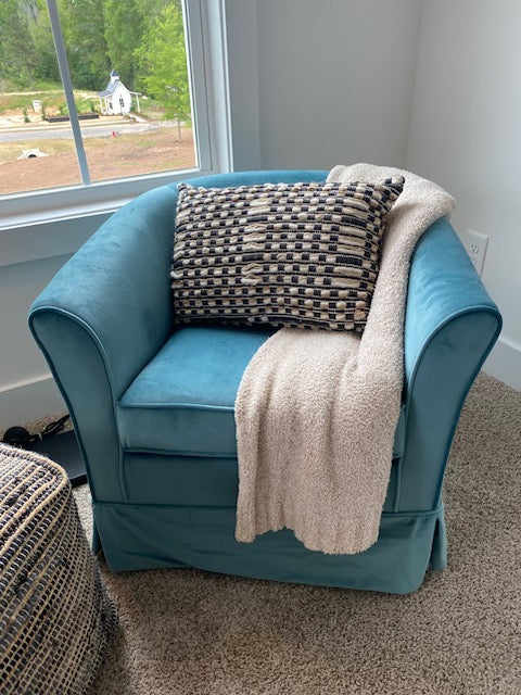 Blue Velvet Swivel Chair