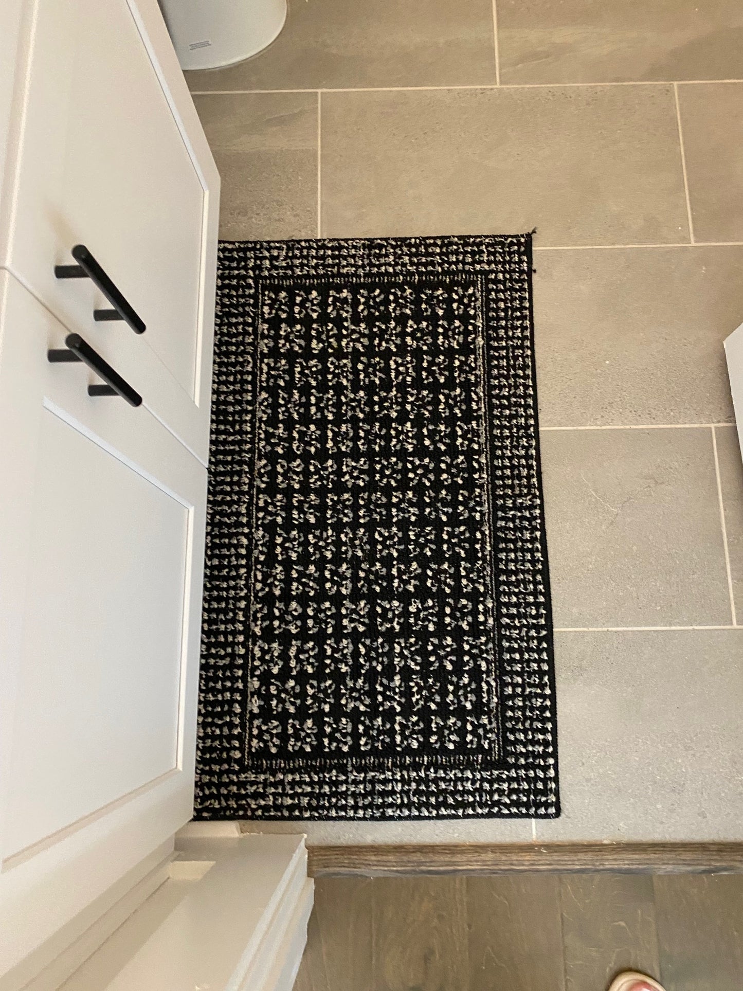 Black Patterned Bathroom Rug